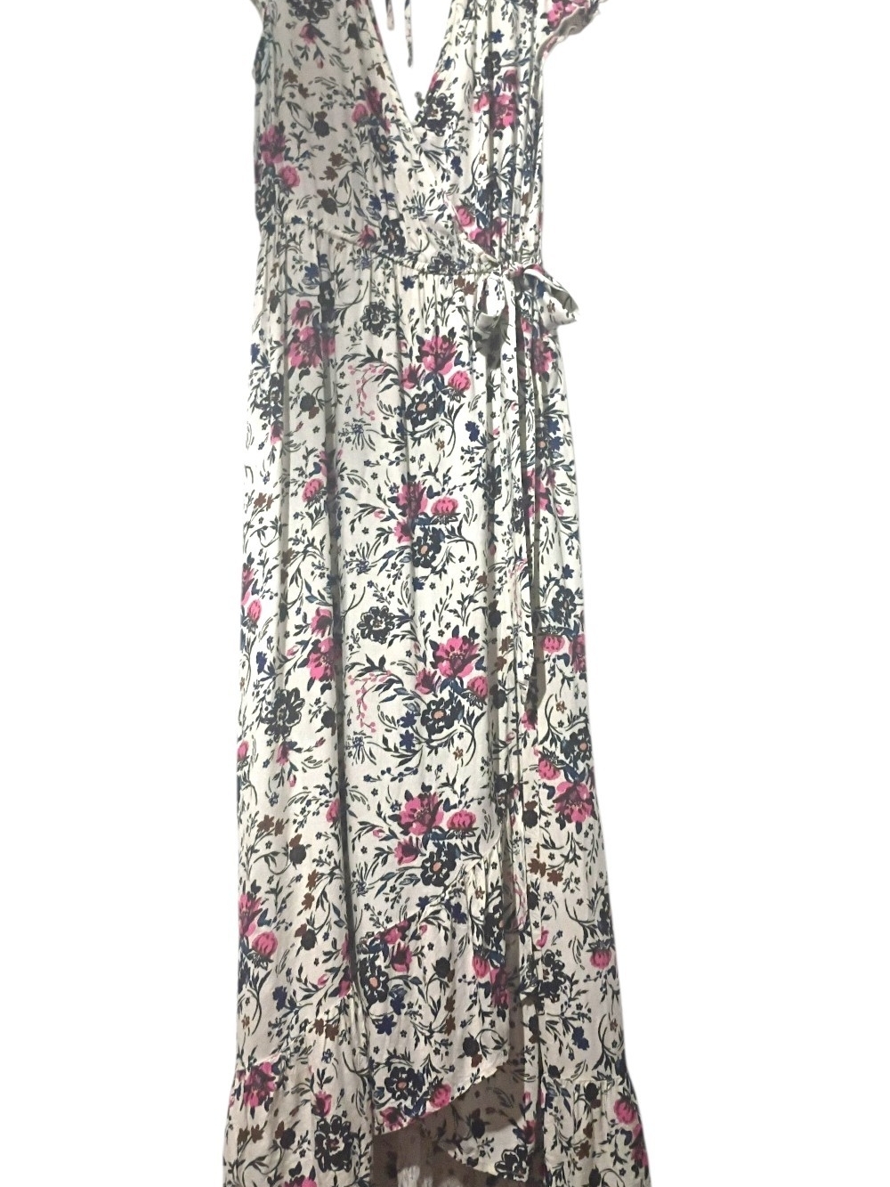 Floral  Maxi Dress in Ivory with Pink & Navy